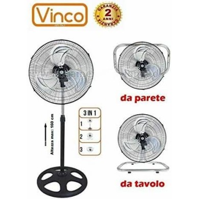 Ventilatore 3IN1 - Piantana Tavolo Parete - Cromato - 90W - 160cm - 70718